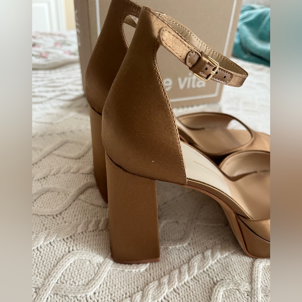 Dolce Vita “Pandora” Ankle Buckle mid- brown Platform Block Heel Sandals SZ 9 - Picture 12 of 16